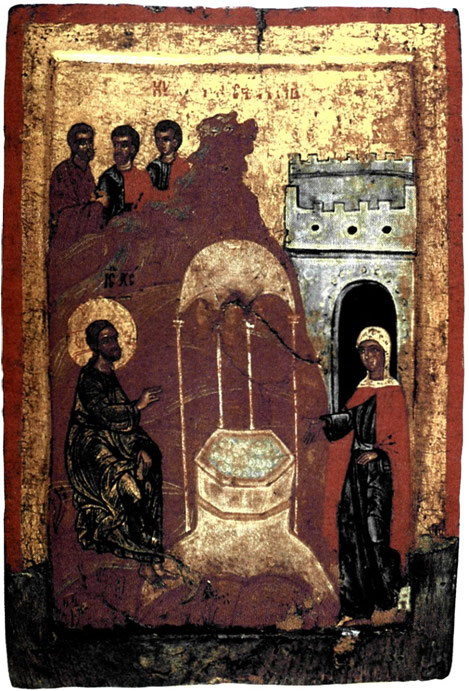 Ο διάλογος τον Ιησού με τη Σαμαρείτισσα, όπου ο Ιησούς αποκαλύπτει τη μεσσιανική
τον ιδιότητα, (Ιω. 4. 4-30). 