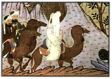 Η επιστροφή του Μωάμεθ στη Μέκκα (μικρογραφία από αραβικό χειρόγραφο) Το λευκό χρώμα οφείλεται στην απαγόρευση της απεικόνισης ιερών προσώπων.