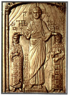 Οι γάμοι Όθωνος Β' και Θεοφανούς. Ελεφαντοστό του 10ου αι. (Παρίσι, Μουσείο Cluny).