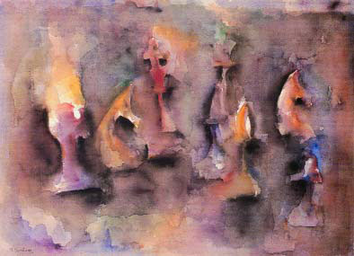 Nικόλας Σφήκας (1961- ). Η μπαλάντα. Ακουαρέλα (33εκ. Χ 45εκ.).