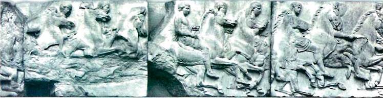 Ιππείς, τμήμα από την νότια ζωφόρο του Παρθενώνα. Λονδίνο.