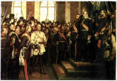 ‘Αντον Βέρνερ (Anton Alexander von Werner], n ανακήρυξη του Γουλιέμου της Πρωσίας ως αυτοκράτορα της Γερμανίας στην Αίθουσα των Κατόπτρων των Βερσαλλιών