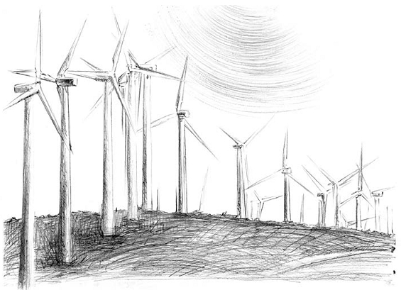 Εικόνα 3.2: Οι ανεμογεννήτριες μετατρέπουν την αιολική ενέργεια σε ηλεκτρική