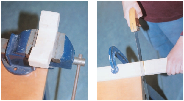 Εικόνα 4.18: Τα κομμάτια του ξύλου που κατεργαζόμαστε θα πρέπει να στερεώνονται είτε σε μέγγενη είτε στον πάγκο εργασίας με τη βοήθεια σφικτήρων