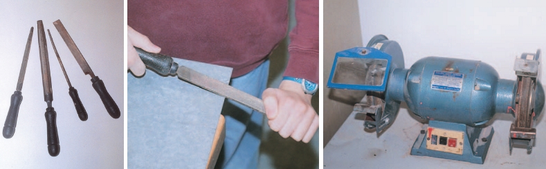 Εικόνα 4.33: Διάφορες λίμες και χρήση λίμας - Εικόνα 4.34: Τροχός λείανσης