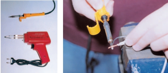 Εικόνα 4.39: Είδη κολλητηριών και συγκόλληση καλωδίων.