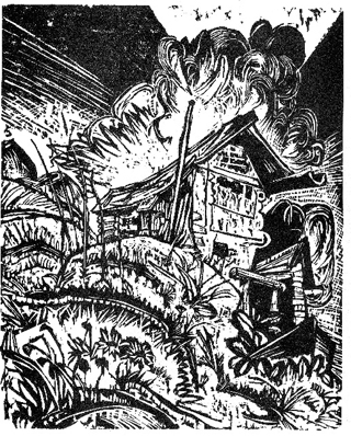 253. Λ. Κίρχνερ «Αγροτόσπιτο στην καταιγίδα» 1917 ξυλογραφία