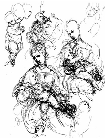 123. Ραφαέλο «Σκίτσα» 1505-6 Mελέτη κίνησης