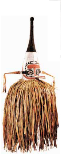 224. «Τελετουργική μάσκα» Ν.Γουινέα, περ. 1880, ξύλο, ύφασμα και φυτικές ίνες 