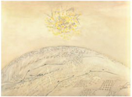 90. Γκ.Νοβέλλι «Μια ανατολή για τη Μαρίνα» 1964 Ο Νοβέλλι ζωγράφισε μια λυρική και δυναμική ταυτόχρονα σύνθεση χρησιμοποιώντας σχεδόν κατ' αποκλειστικότητα σημεία.