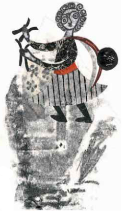 255. «Το παιχνίδι» σύνθεση, κολάζ με τυπώματα από κέντημα, οντουλέ χαρτί και μια μονοτυπία