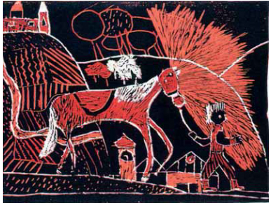 272. «Το παιδί με το άλογο» έργο Ιάπωνα μαθητή λινόλεουμ 