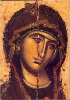 Παναγία Βρεφοκρατούσα (λεπτομέρεια), Ι.Μ. Βατοπαιδίου (14ος αι.)