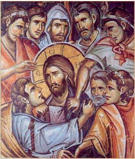 Η προδοσία (λεπτομέρεια), Ι.Μ. Βατοπαιδίου (14ος αι.)