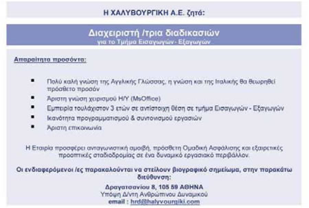 Εικ. 31 Αναγγελία πρόσληψης προσωπικού.