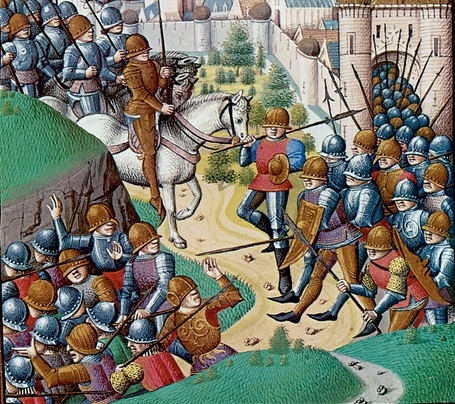 Η κατάληψη της Αντιόχειας από τους σταυροφόρους (3 Ιουνίου 1098). Μικρογραφία γαλλικού χειρογράφου του 14ου αι.(Chantilly, Μουσείο Conde).