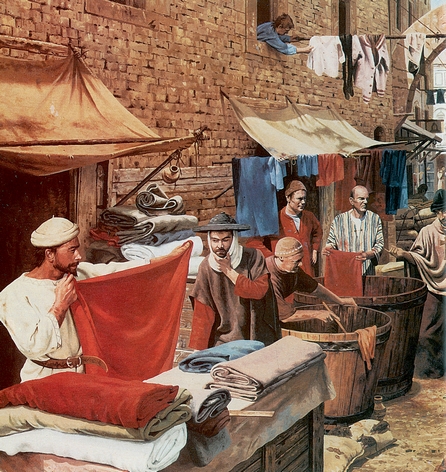 Εμπορικός δρόμος της μεσαιωνικής Φλωρεντίας. Αναπαράσταση.