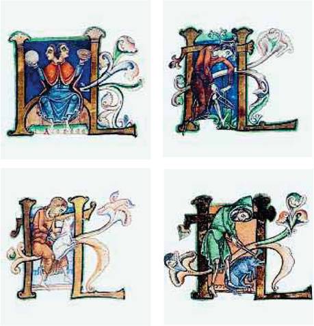 Εργασίες στην ύπαιθρο. Μικρογραφίες από ημερολόγιο του 12ου αι. Οξφόρδη, Bodleian Library. 