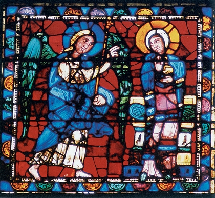 Ο Ευαγγελισμός (μέσα 12ου αι.). Υαλογράφημα παραθύρου από τον καθεδρικό ναό της Σαρτρ.