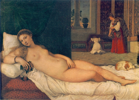 Τιτσιάνο Η Αφροδίτη του Ουρμπίνο (1538). Ελαιογραφία σε μουσαμά. Φλωρεντία, Πινακοθήκη Ουφίτσι.