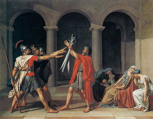 Ζακ Λουί Νταβίντ, Ο όρκος των Ορατίων, Παρίσι 1785. Ελαιογραφία σε μουσαμά. Παρίσι, Λούβρο.