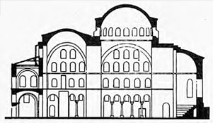 Αγία Ειρήνη(Κωνσταντινούπολη). Σχέδιο κατα Salzenberg.