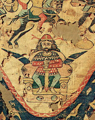 Πέρσης βασιλιάς παρακολουθεί διεξαγωγή μάχης. Λυών. Ιστορικό Μουσείο Υφασμάτων.