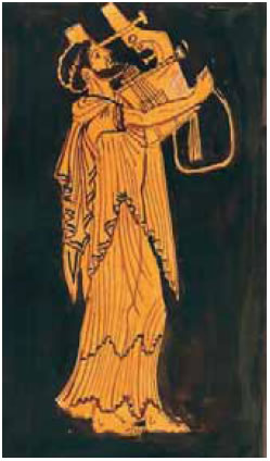 Εικόνα 3. Ένας αοιδός. Ζωγραφική σε αμφορέα. Παρίσι, συλλογή Rollin (αντίγραφο). 