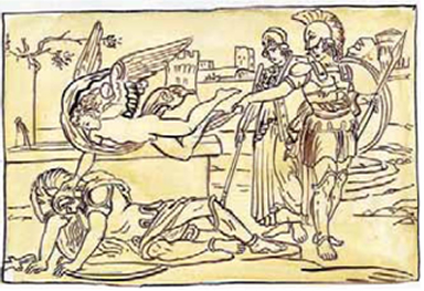 Εικόνα 38: Ο θάνατος του Έκτορα. Σχέδιο του Β. Genelli, 1840/1844 (αντίγραφο).