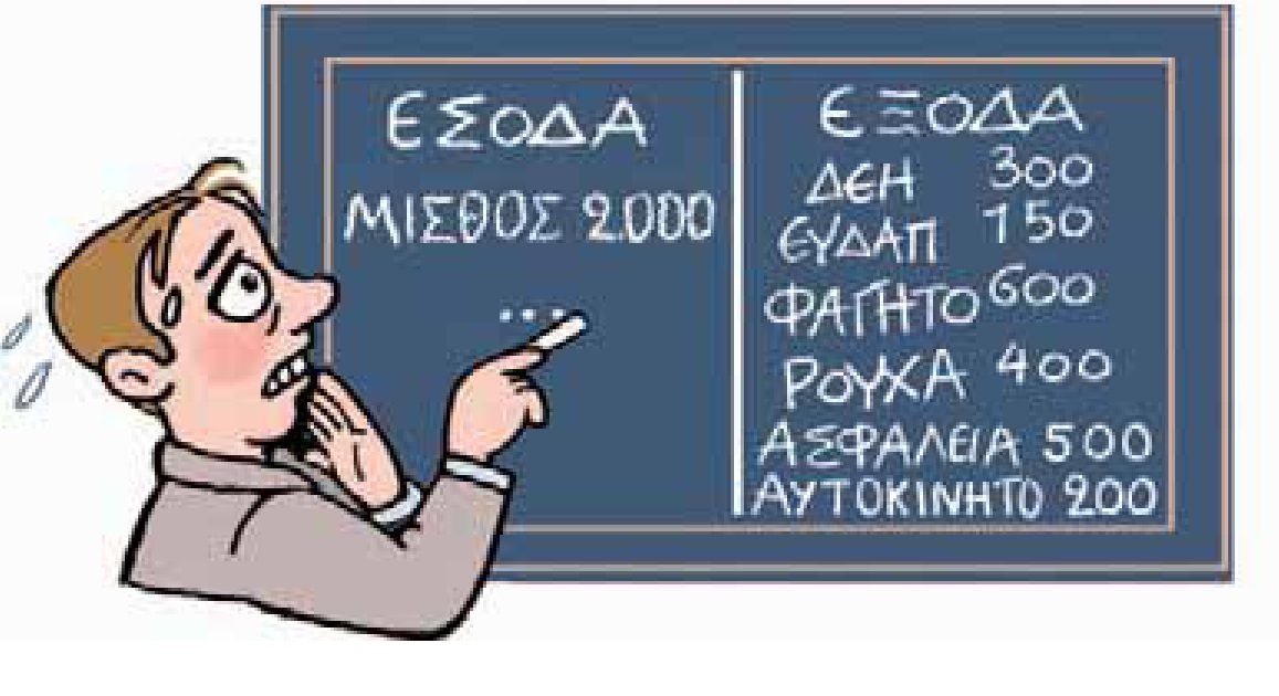 Εικ. 4.2 Ο προϋπολογισμός ενός καταναλωτή πρέπει να αρχίζει
πάντοτε με τα σταθερά του έξοδα