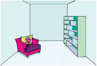 γ. Ισορροπία ενός έντονου χρώματος με απαλά χρώματα.