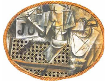 16. Πικάσο, «Νεκρή φύση με ψάθα καρέκλας», 1912.