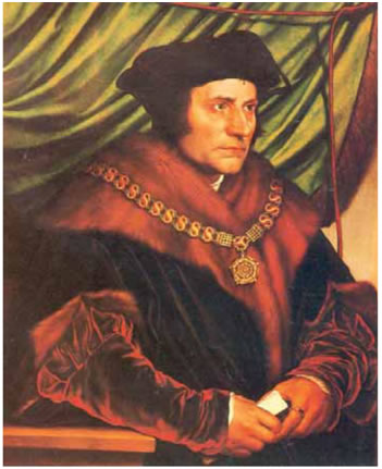 6. Χολμπάιν, «Ο κύριος Τόμας Μορ», 1527. Ο Χολμπάιν απέδωσε τις υφές, ώστε η κουρτίνα, η γούνα, το βελούδο, το κόσμημα αλλά και το δέρμα της φιγούρας στο πρόσωπο και τα χέρια να φαίνονται σαν αληθινά.