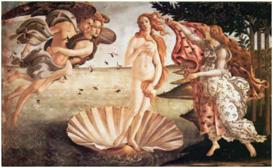 13. Μποτιτσέλι, «Η γέννηση της Αφροδίτης», 1485.