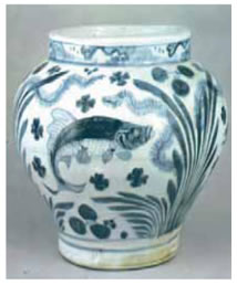 43. Κυανόλευκο πορσελάνινο βάζο, 14ος μ.Χ. αι.