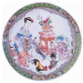 44. Πορσελάνινος δίσκος από τη «ροζ οικογένεια», 1720 μ.Χ.