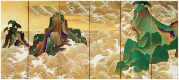 50. Κορίν, «Ματσουσίμα», ζωγραφιστό παραβάν, 18ος μ.Χ. αι.