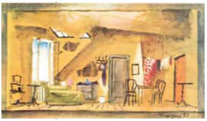 15. Τσαρούχης*, ζωγραφική μακέτα σκηνικού για το έργο «Το κουρέλι»