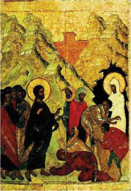 Η ανάσταση του Λαζάρου. Ρωσική εικόνα του 16ου αι.