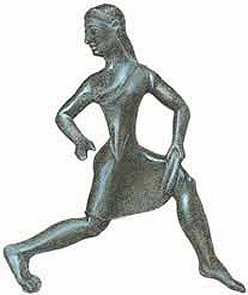 Σπαρτιάτισσα(;) αθλήτρια σε φάση δρόμου ταχύτητας