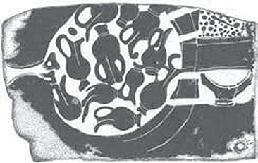 Παράσταση φούρνου γεμάτου με αγγεία