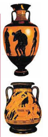 Στα μελανόμορφα αγγεία οι 