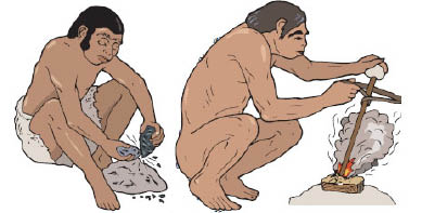 Εικ. 7.9 Όταν πρωτοεμφανίστηκε στην Αφρική ο Homo sapiens, τα εργαλεία του ήταν απλά και η γλώσσα του πρωτόγονη. Όμως αυτοί οι άνθρωποι ήταν δραστήριοι και σε συνεχή εγρήγορση, με ενδιαφέρον να εξερευνήσουν νέους τόπους. Καθώς μετακινούνταν στην Ασία και στην Ευρώπη, έπρεπε να βασίζονται ο ένας στον άλλο για να επιβιώσουν. Το να μαθαίνουν γρήγορα ήταν πολύ σημαντικό. Πληροφορίες για την περιοχή και για τα επικίνδυνα ή χρήσιμα ζώα που κατοικούσαν σε αυτή γίνονταν πολύ γρήγορα γνωστά μεταξύ των μελών της ομάδας. Αυτές οι συνεχείς προκλήσεις και οι λύσεις των προβλημάτων που εμφανίζονταν έδωσαν, σταδιακά, γένεση στον ανθρώπινο πολιτισμό.