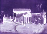 Mακέτα σκηνικού του Γιάννη Tσαρούχη για παράσταση της Eλένης (Eλληνική Σκηνή της Άννας Συνοδινού, 1966)