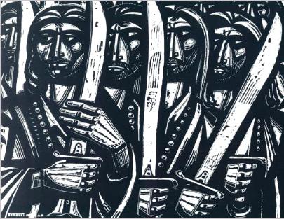 Α. Τάσσος, «Για τα 150 χρόνια της επανάστασης του 1821», Ξυλογραφία