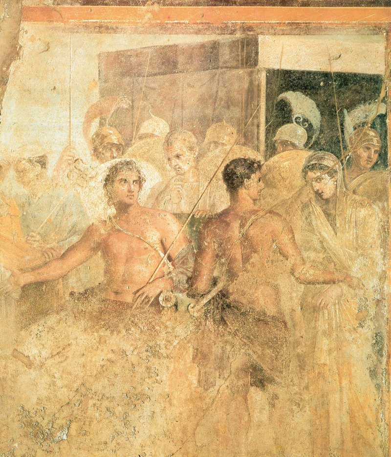 19. «Αχιλλέας και Βρισηίδα», τοιχογραφία από την Πομπηία, 1ος αι. π.Χ