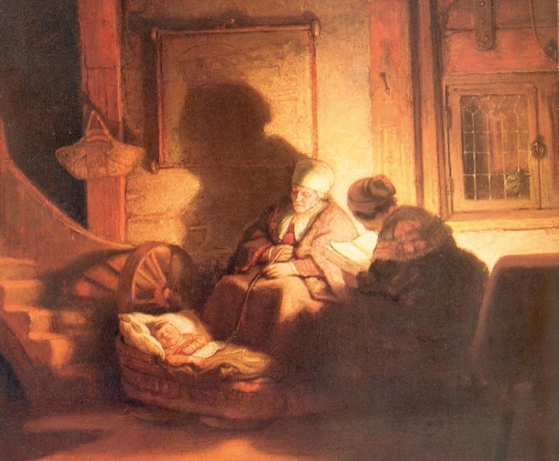 22.Ρέμπραντ, «Η Αγία Οικογένεια τη νύχτα», 1645, (λεπτομέρεια).