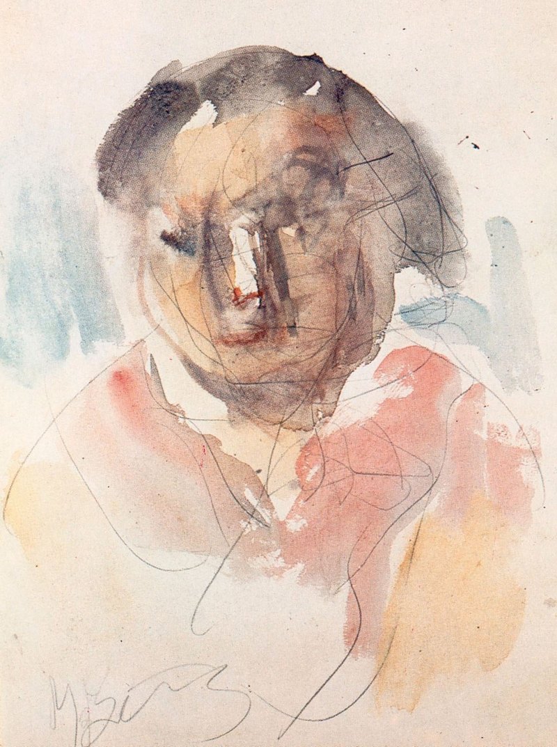 15. Μπουζιάνης, «Κεφάλι κορι­τσιού», 1957, ακουαρέλα.