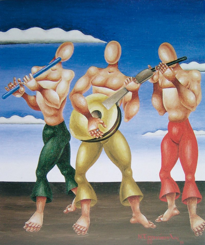 19. Εγγονόπουλος, «Οι μουσικοί», 1984, λάδι σε μουσαμά.