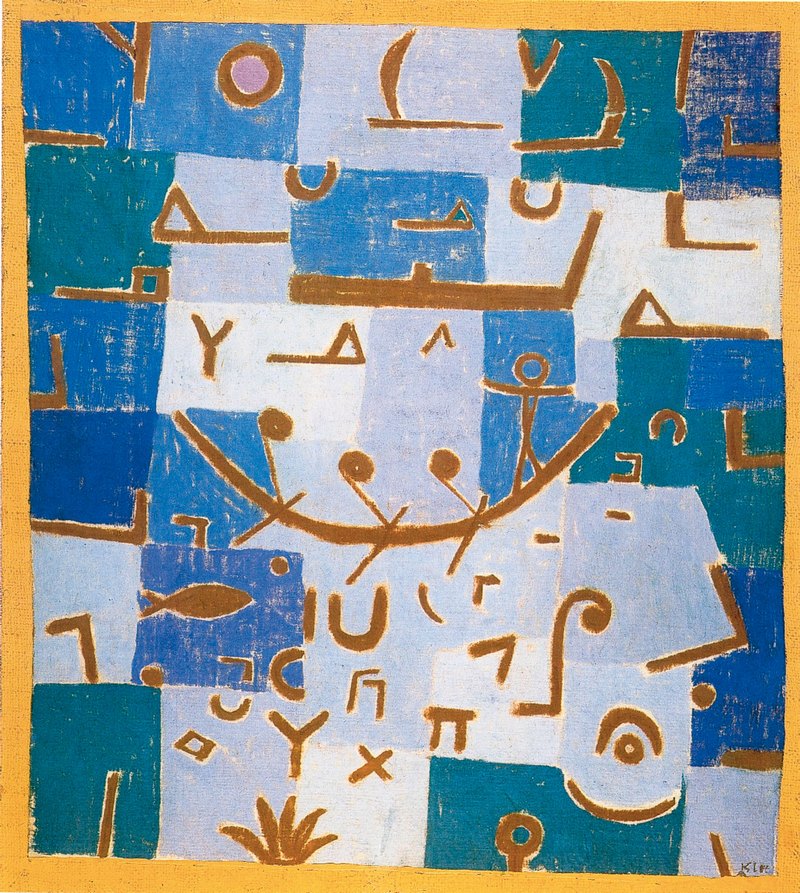 8. Κλέε, «Το παραμύθι του Νείλου», 1937. Σημεία και γραμμές σε «ήρεμη κίνηση» μέσα σε χώρο από σχήματα.